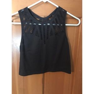 Express grey cut-out crop top.